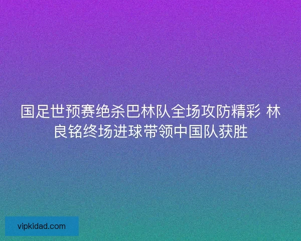 国足世预赛绝杀巴林队全场攻防精彩 林良铭终场进球带领中国队获胜